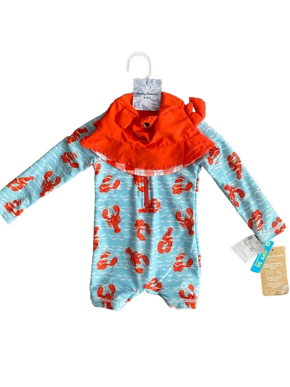 🦋Tommy Bahama Toddler Lobster 🦞 2 piece set swimsuits & sun hat size 24 Months